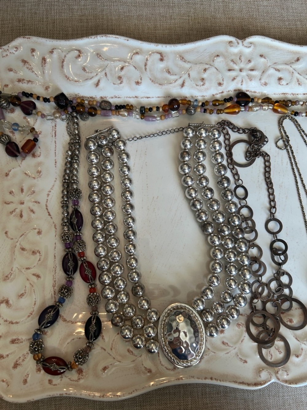 7 Piece Mixed Necklace Bundle with Silver and Beaded Accents - Picture 2 of 3